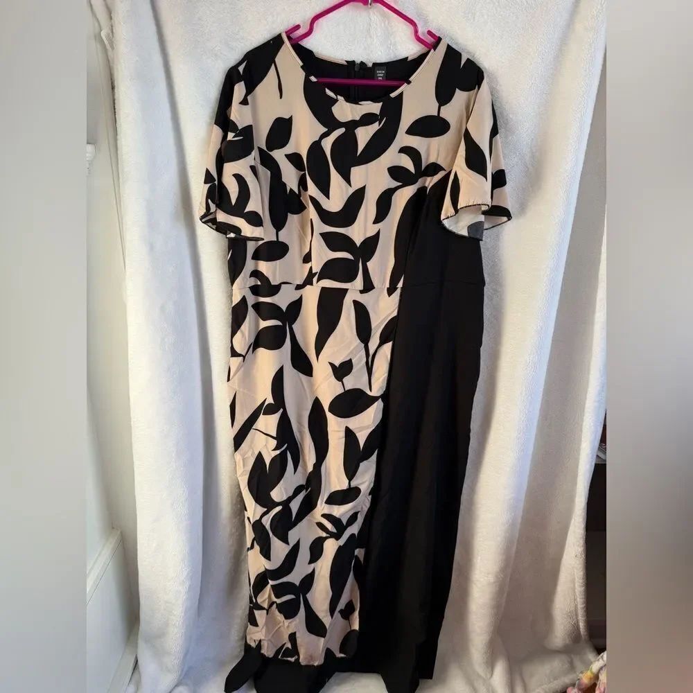 SHEIN Curve Black and Beige Patterned Jumpsuit
